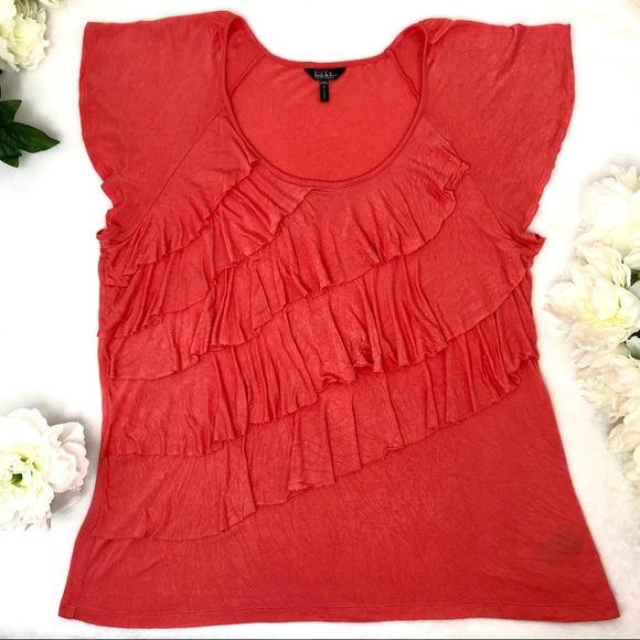Nicole Miller Rafaella Lot of 2 Coral Ruffled Tops XXL 2XL Plus Size - Picture 2 of 15